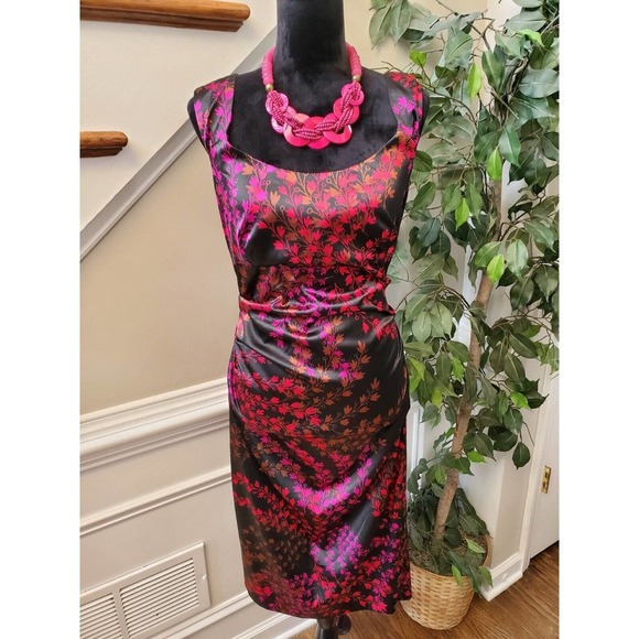 London Style Women Floral Polyester Square Neck Sleeveless Knee Length Dress 12 - Picture 5 of 14